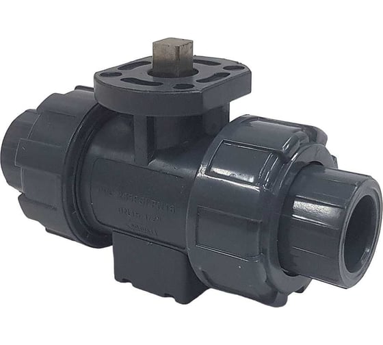 Изображение товара Двухходовой шаровой кран TECHNO 2015-PVC ПВХ, под привод DN15, рабоч. темп. -10~60C 655215