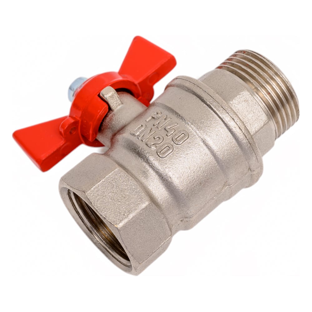 Изображение товара Кран шаровой Valfex N P59 латунный 3/4" ВР НР ручка бабочка никелированный