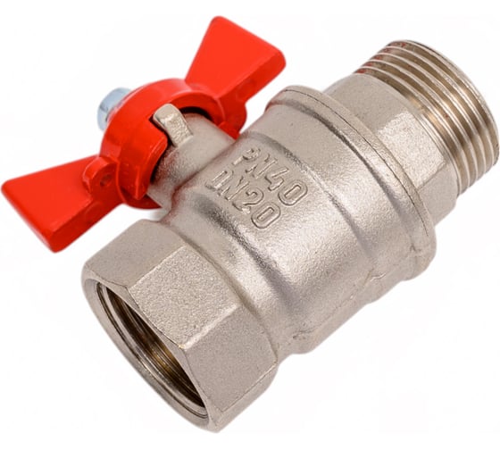 Изображение товара Кран шаровой Valfex N/P59 бирка для воды, 3/4" ВР/НР, ручка-бабочка, латунный, никелированный 11Б27фт1М(72/18) VF.218.NB1.034.N/P59.Bir