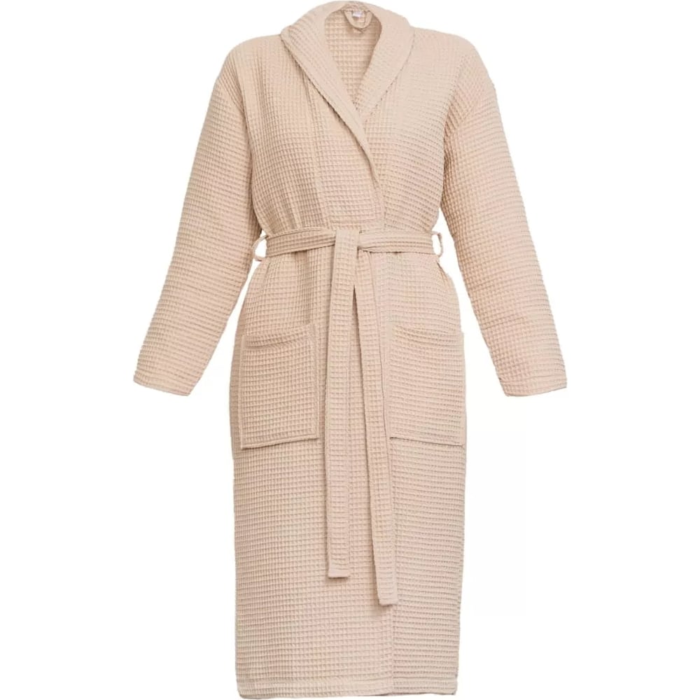 Изображение товара Вафельный халат Arya home Pamira унисекс бежевый S натуральная ткань