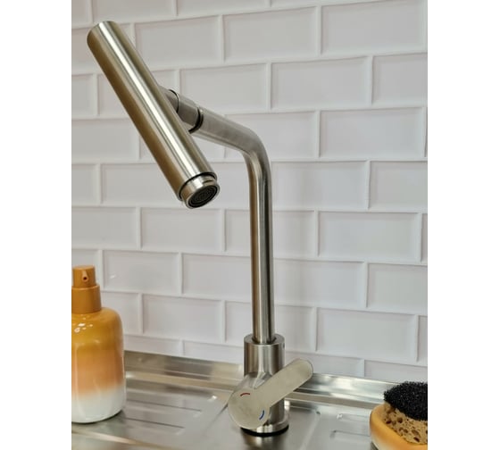 Изображение товара Смеситель для кухни Melodia della vita Perfetto из нерж.стали с высоким изливом поворот аэратора на 360 MDV30205ss 19807