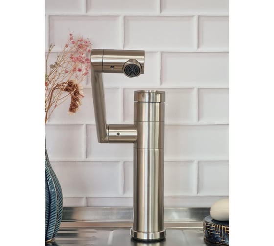 Изображение товара Смеситель для кухни Melodia della vita Perfetto из нерж.сталь, излив регулир. по высоте, с подводкой 50см MDV30202ss 19804