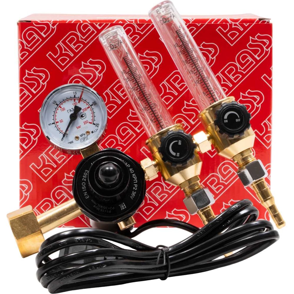 Изображение товара Регулятор расхода газа для аргона и углекислоты с ротаметрами и подогревателем