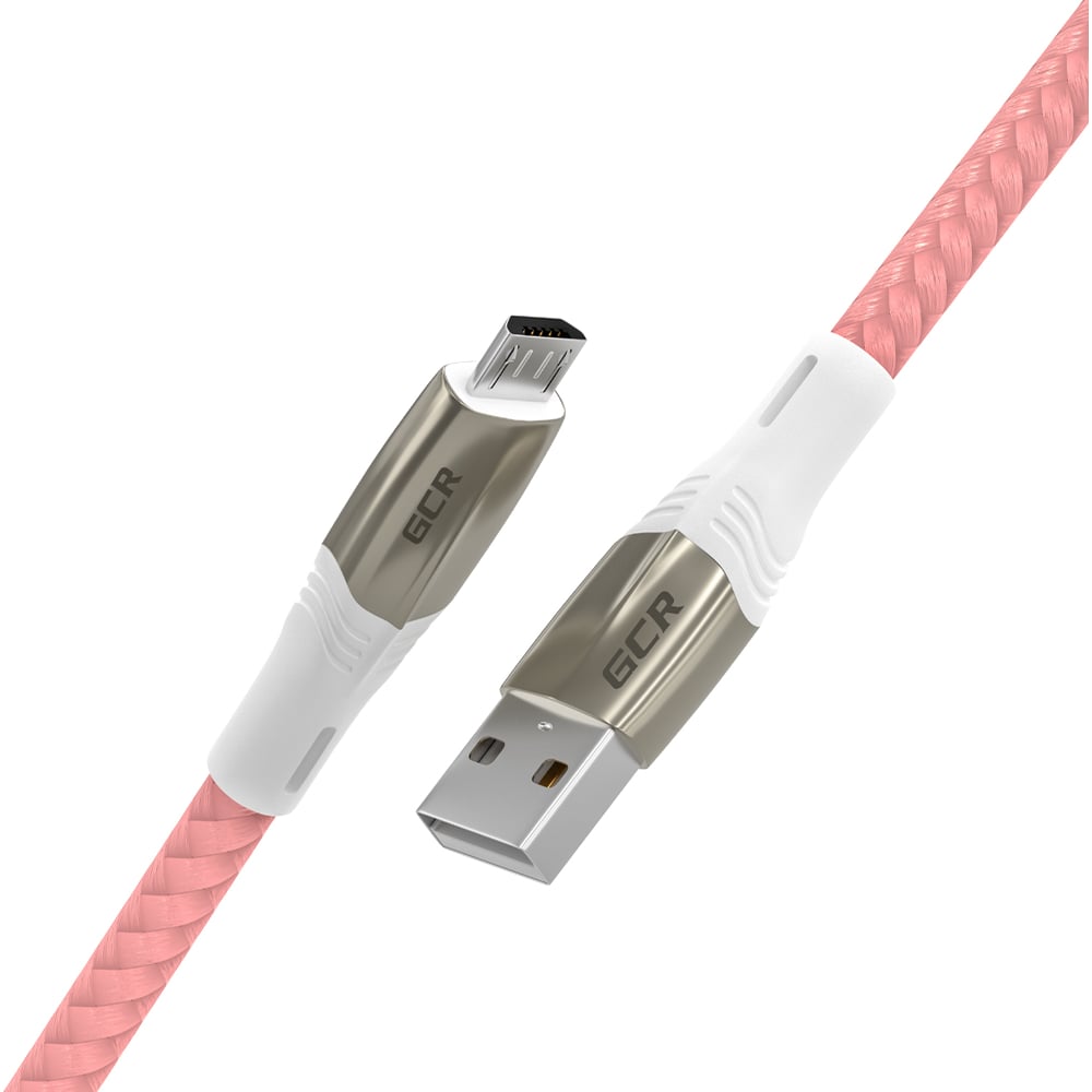 фото Кабель microusb gcr 1,2m series mercedes pink nylon супер быстрая зарядка viv51i954