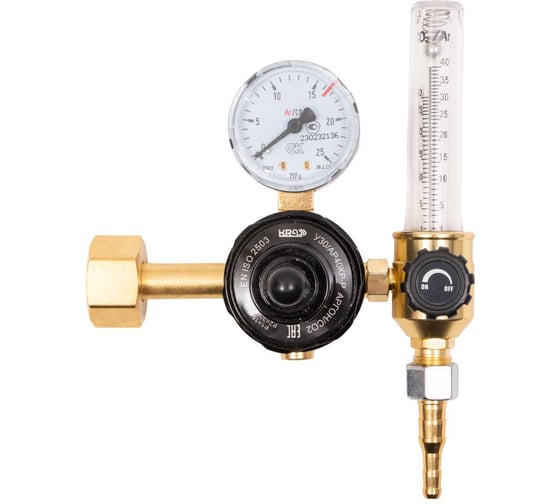 Изображение товара Регулятор У 30/АР 40 КР Р с ротаметром для углекислоты и аргона У 30/АР, 15 МПа, с ротаметром, 30/40 л/мин, поверенный KRASS 2133509PV