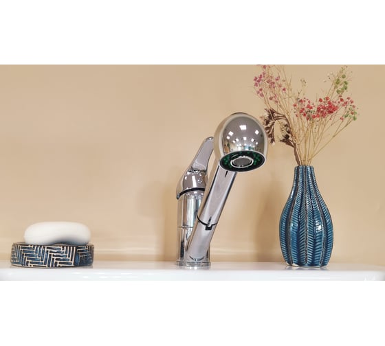 Изображение товара Смеситель для кухни Melodia della vita Metallica картридж д.40 мм вытяжной излив MDV35516 с подводкой 50см 19526