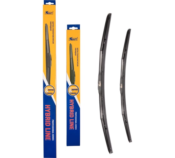 Изображение товара Комплект гибридных щеток стеклоочистителя KRAFT 600/450 мм, 1 адаптер KT 830868