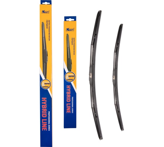 Изображение товара Комплект гибридных щеток стеклоочистителя KRAFT 650/340 мм, 1 адаптер KT 830869