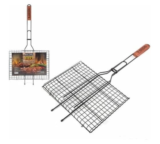Изображение товара Решетка для барбекю Ecos RD-172D р-р 35x25x2см, общая длина 70 см, сталь с антипригарным покрытием 999635