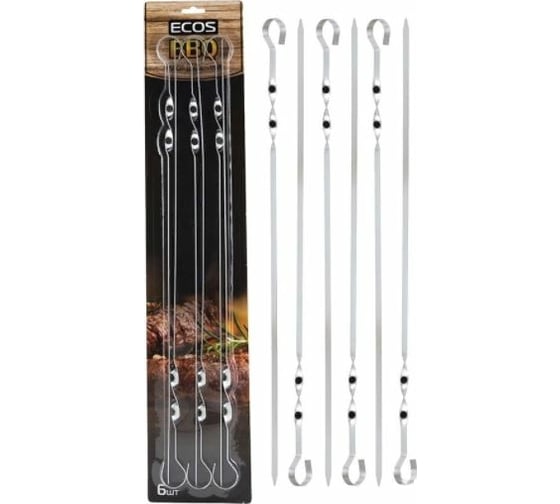 Изображение товара Набор шампуров Ecos ZDBQ-34 6 шт, хромированная сталь, р-р 550х10мм 999641