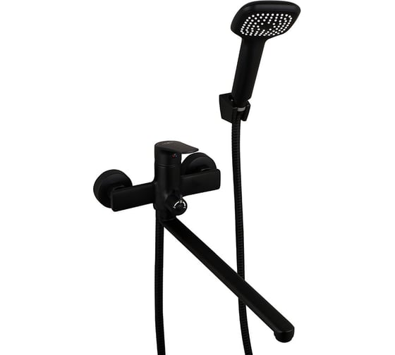 Изображение товара Смеситель для ванны Melodia della vita Waltz картридж 35 мм, длинный излив 350 мм, поворотн.аэратор, черный MDV30141bk 19797