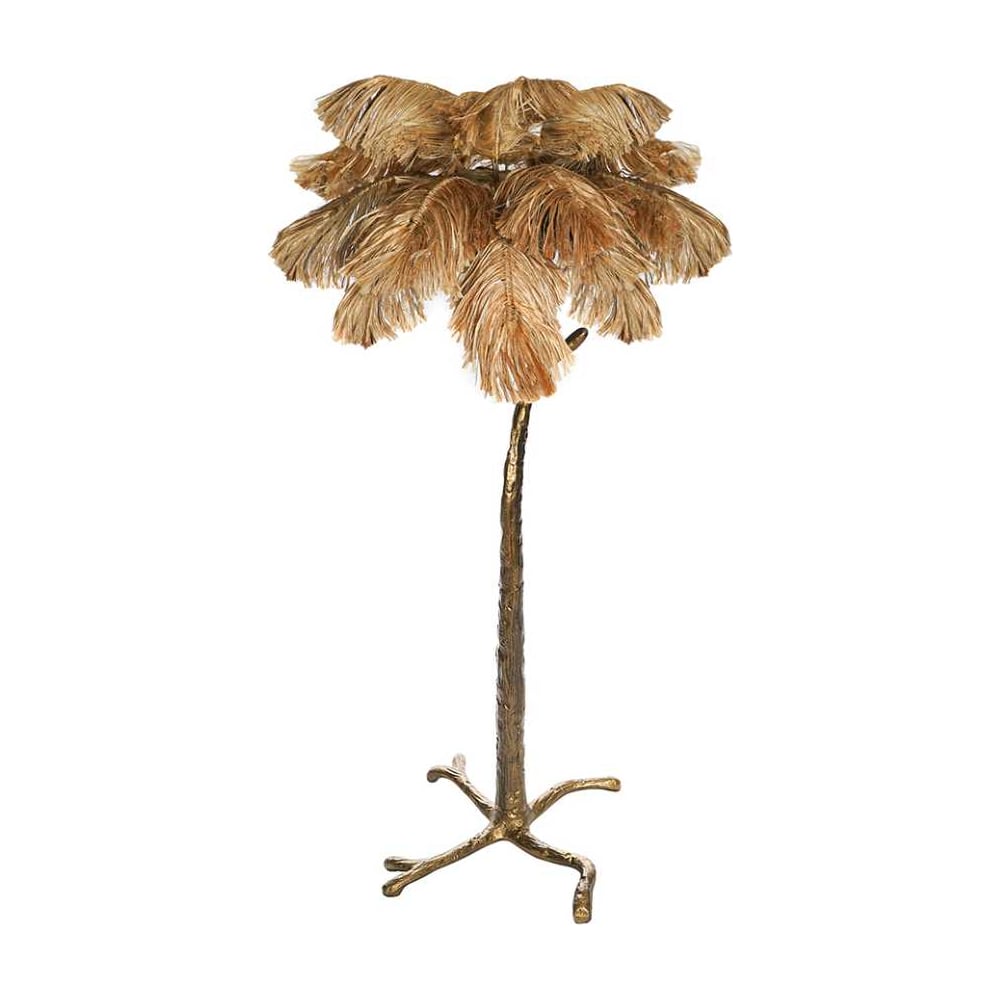 Изображение товара Современный торшер Bergenson Bjorn Palm Beams 148 см с перьевыми плафонами