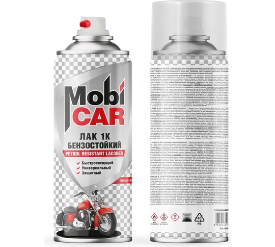 Изображение товара Аэрозольный автолак бензостойкий Mobicar 1K, 520 мл, бесцветный глянцевый 0503-33 MC