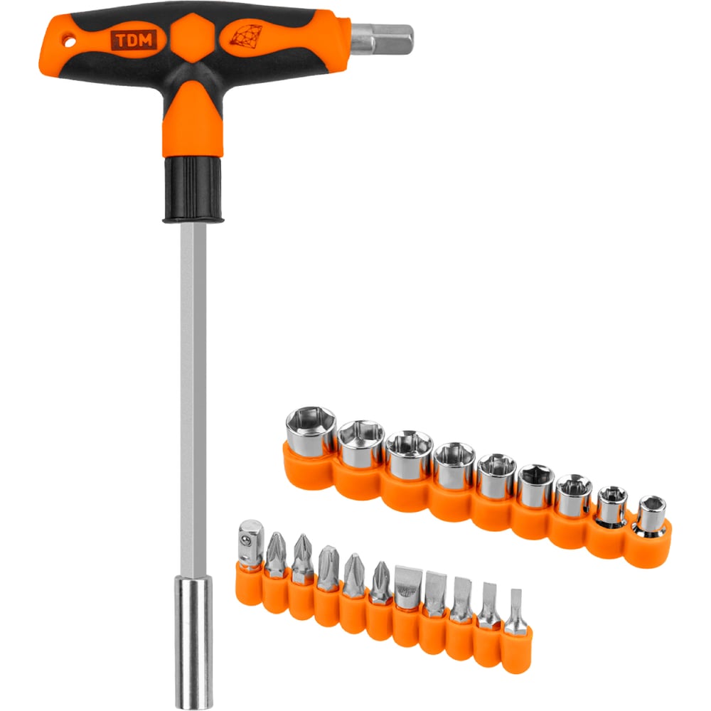 Изображение товара Набор отверток TDM ELECTRIC с Т-образной ручкой и битами №3 21 предмет