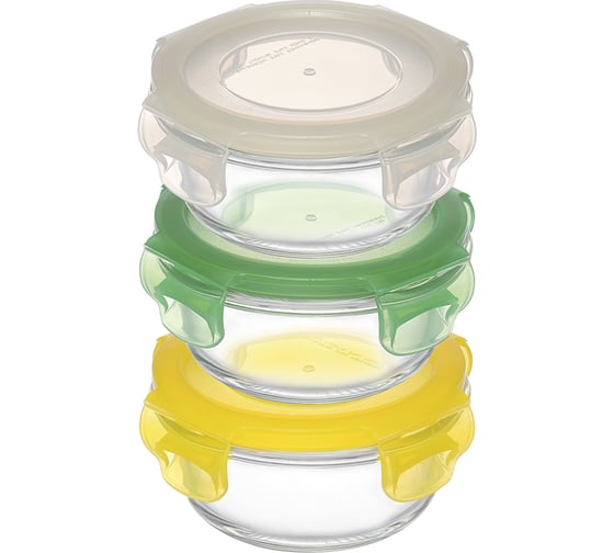 Изображение товара Набор контейнеров для запекания и хранения Smart Solutions круглые, с крышками, на защелках, 3 шт. SS0000129