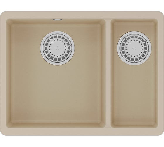 Изображение товара Кухонная мойка из кварцгранита Lemark SINARA 550.2-U цвет: бежевый комплектация: крепеж, сливная арматура с переливом в комплекте арт. 9910080