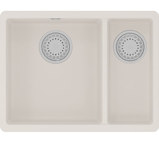 Изображение товара Кухонная мойка из кварцгранита Lemark SINARA 550.2-U цвет: жасмин комплектация: крепеж, сливная арматура с переливом в комплекте арт. 9910082