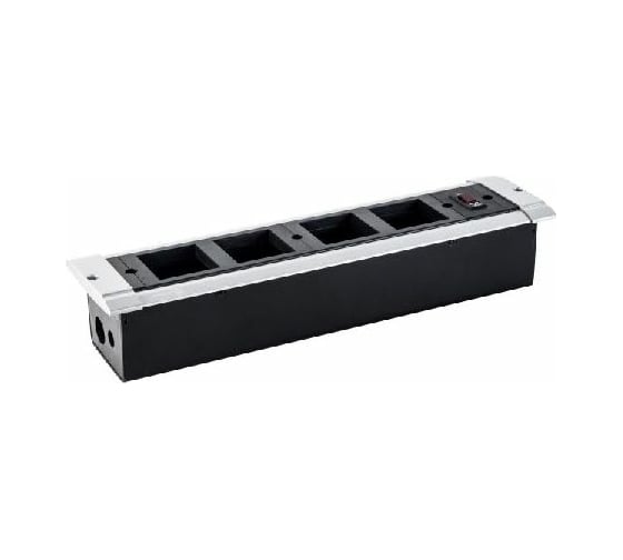 Изображение товара Настольный встраиваемый блок Экопласт с выключателем нагрузки на 4 поста, для крепления к столу 70324