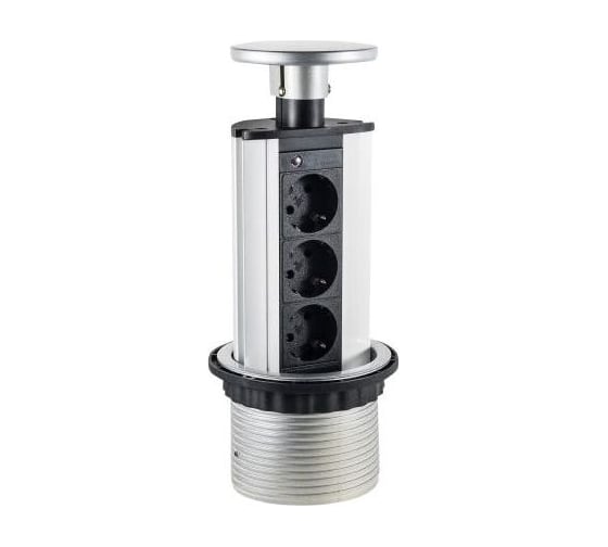 Изображение товара Розеточный настольный блок Экопласт 3 розетки 45х45мм 70303