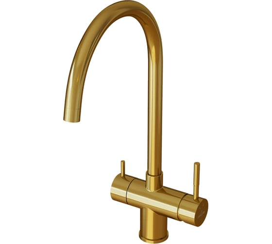 Изображение товара Смеситель для кухни MIXLINE 35k MLSS-0326G трубчатый излив, подключение к фильтру, золото 553827