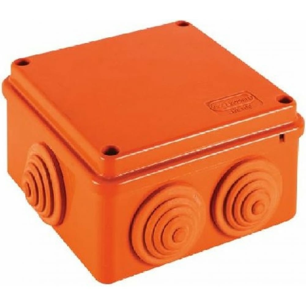 фото Огнестойкая коробка экопласт jbs100 e110, о/п 100х100х55, 6 выходов, ip55, 3p, цвет оранжевый 43007hf