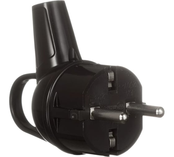 Изображение товара Вилка угловая MAKEL с заземлением 16 А 250 В с кольцом черная 10038