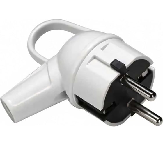 Изображение товара Угловая вилка MAKEL с заземлением 16 А 250 В с кольцом белая 10037