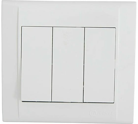 Изображение товара Выключатель MAKEL 3-клавишный 1 вход 3 выхода Defne белый 42001091
