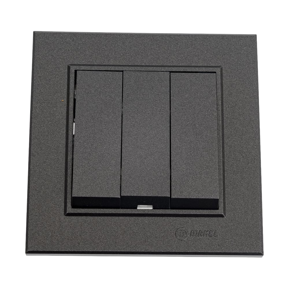 Изображение товара Выключатель MAKEL 3-клавишный Karea дымчатый металлик IP20 10А