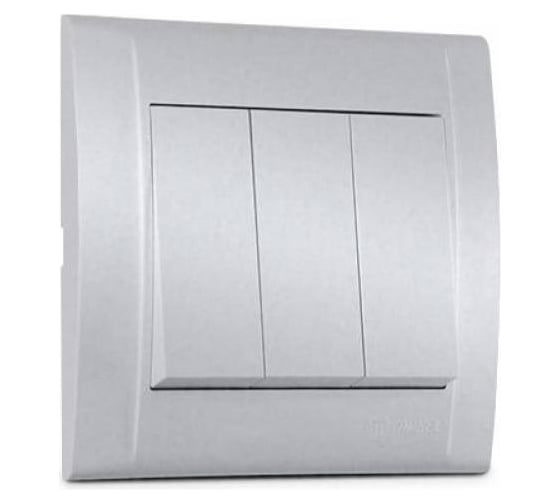 Изображение товара Выключатель MAKEL 3-клавишный СП Defne 10А IP20 дымчатый металлик 42050091