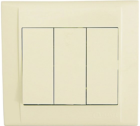 Изображение товара Выключатель MAKEL 3-клавишный 1 вход 3 выхода Defne крем 42010091