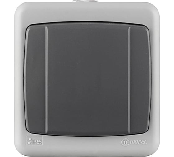 Изображение товара Выключатель MAKEL одноклавишный о/у серый IP55 36064001