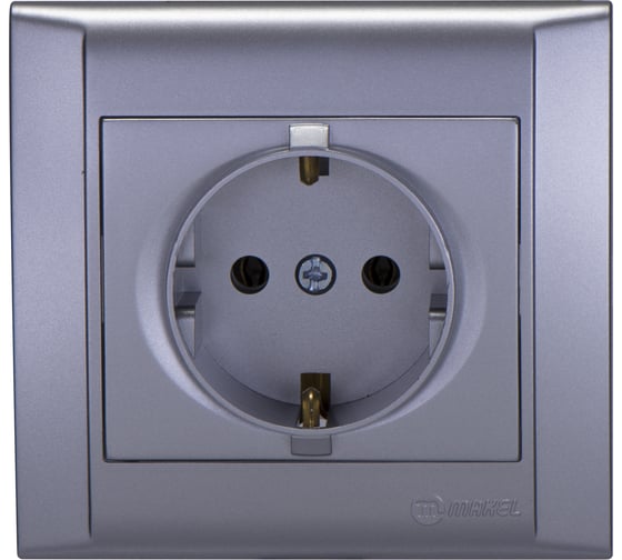 Изображение товара Розетка MAKEL 1-м СП Defne 16А IP20 с/з серебристый 42065028