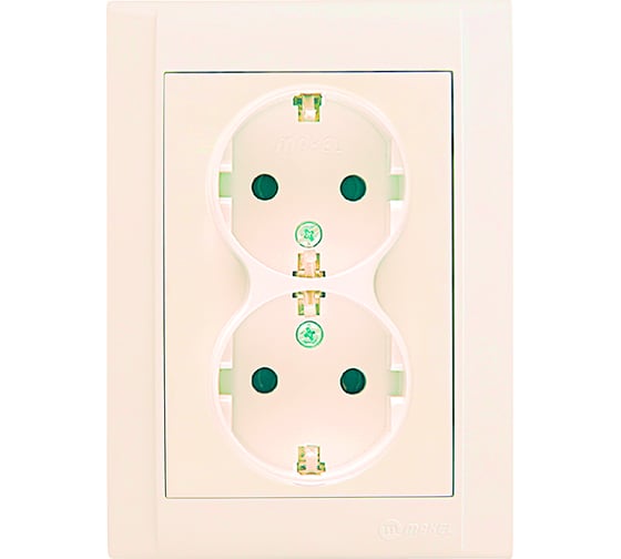 Изображение товара Розетка MAKEL 2-м СП Defne 16А IP20 с/з кремовый 42010057