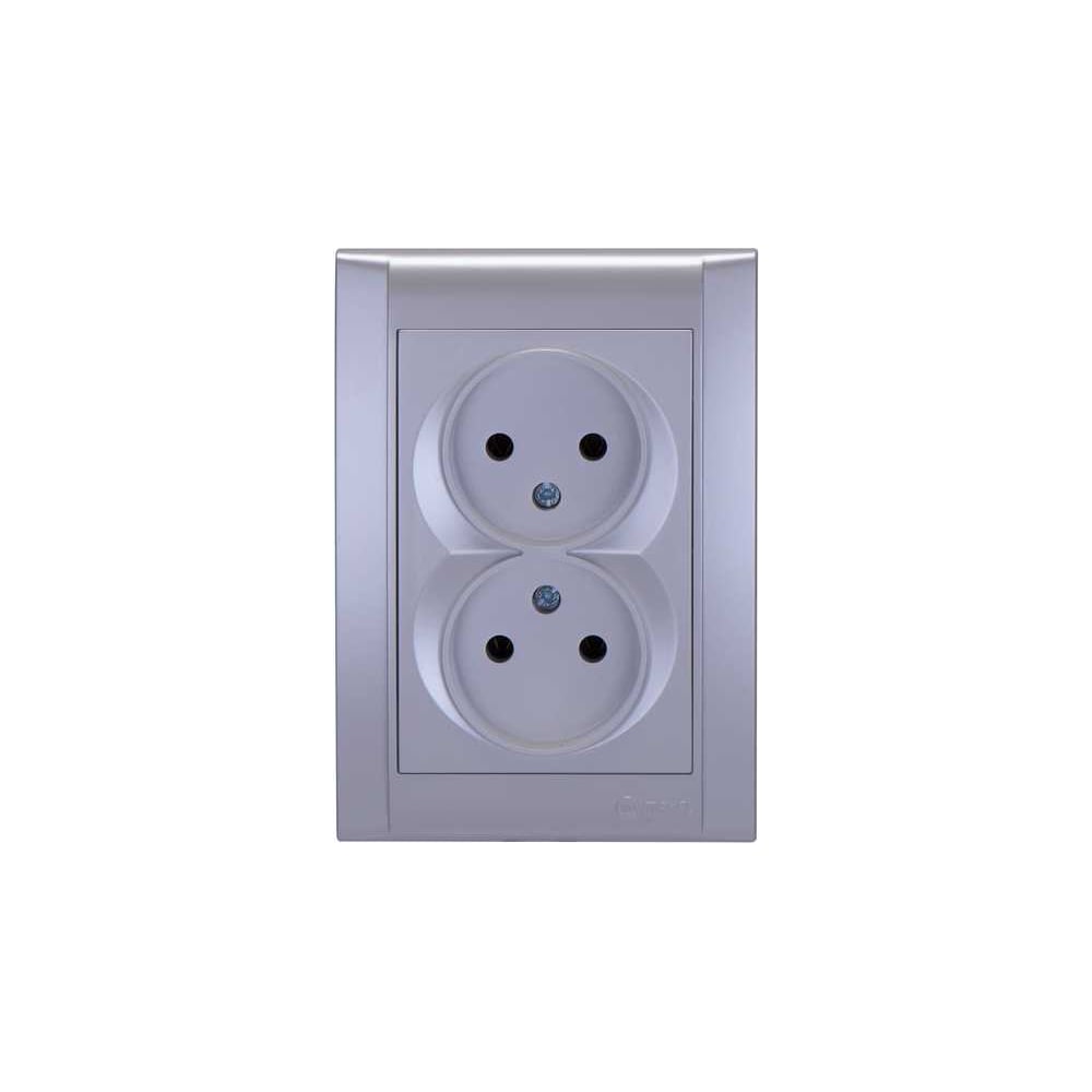 Изображение товара Ретро розетка MAKEL Defne 2-м СП 10А IP20 встраиваемая серебристая