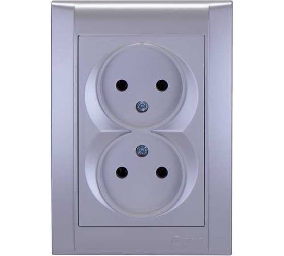 Изображение товара Розетка MAKEL 2-м СП Defne 10А IP20 б/з серебристый 42065017