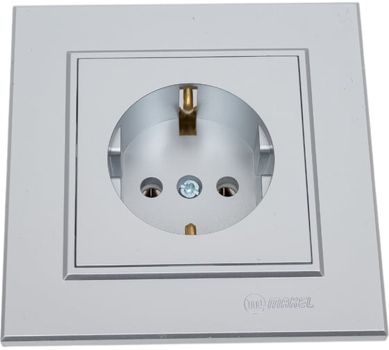 Изображение товара Розетка MAKEL 1-м СП Karea 16А IP20 с/з серебристый 56065028