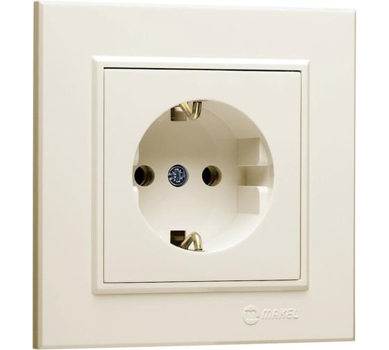 Изображение товара Розетка MAKEL 1-м СП Karea 16А IP20 с/з кремовый 56010028