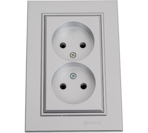 Изображение товара Розетка MAKEL 2-м СП Karea 10А IP20 б/з серебристый 56065017