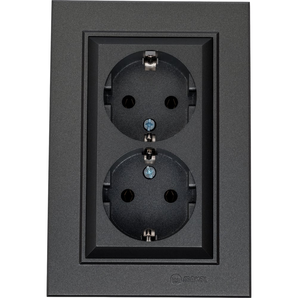 Изображение товара Розетка MAKEL Karea 16А IP20 дымчатый металлик встроенная двойная