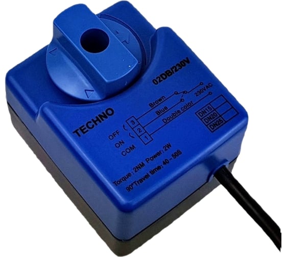 Изображение товара Электропривод для шарового крана TECHNO 02DB/230V (DN15,DN20,DN25) 02Nm, ON/OFF, 230В 600220