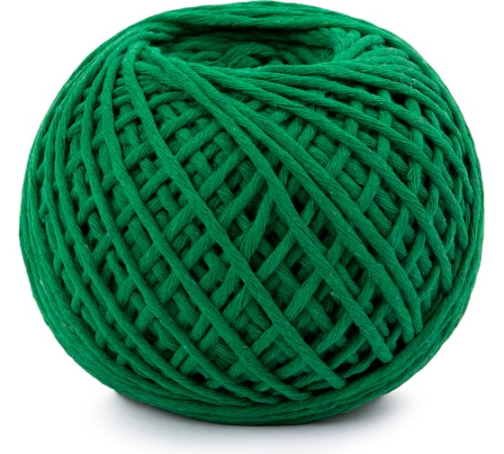 Изображение товара Хлопчатобумажный шпагат Gamma ШХ5 100% хлопок, 1.5 мм, 100 м, 109 я, зеленый 707023