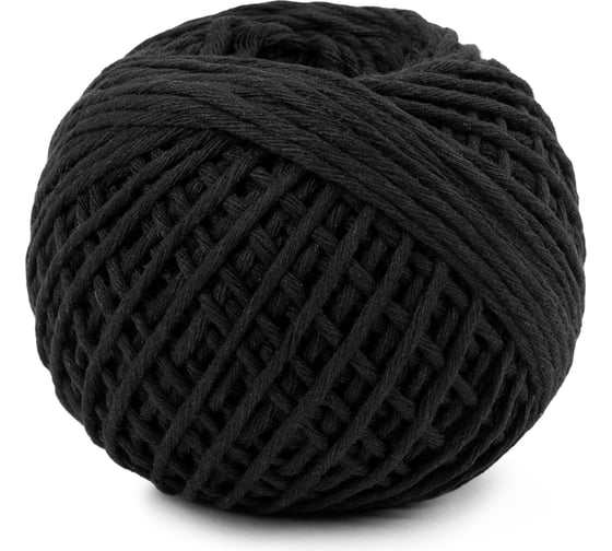 Изображение товара Хлопчатобумажный шпагат Gamma ШХ5 100% хлопок, 1.5 мм, 100 м, 109 я, черный 707034