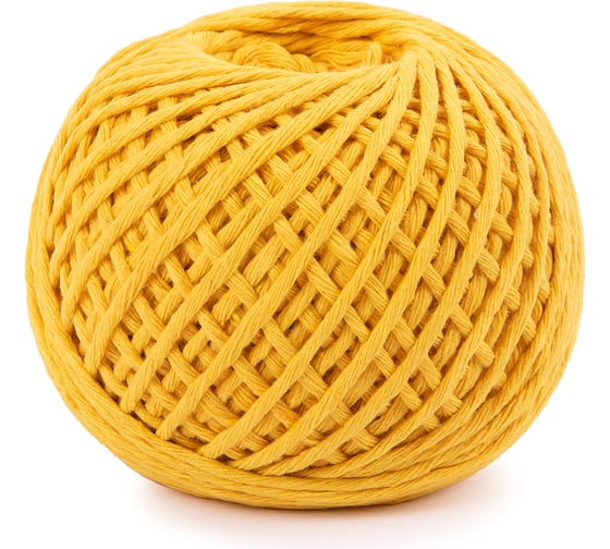 Изображение товара Хлопчатобумажный шпагат Gamma ШХ5 100% хлопок, 1.5 мм, 100 м, 109 я, желтый 707032