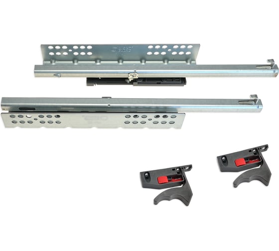 Изображение товара Направляющие скрытого монтажа Mont Blanc Quadro 250мм частичного выдвижения Soft Close (2D клипса) с доводчиком упаковка 10шт., арт. 00-00015583