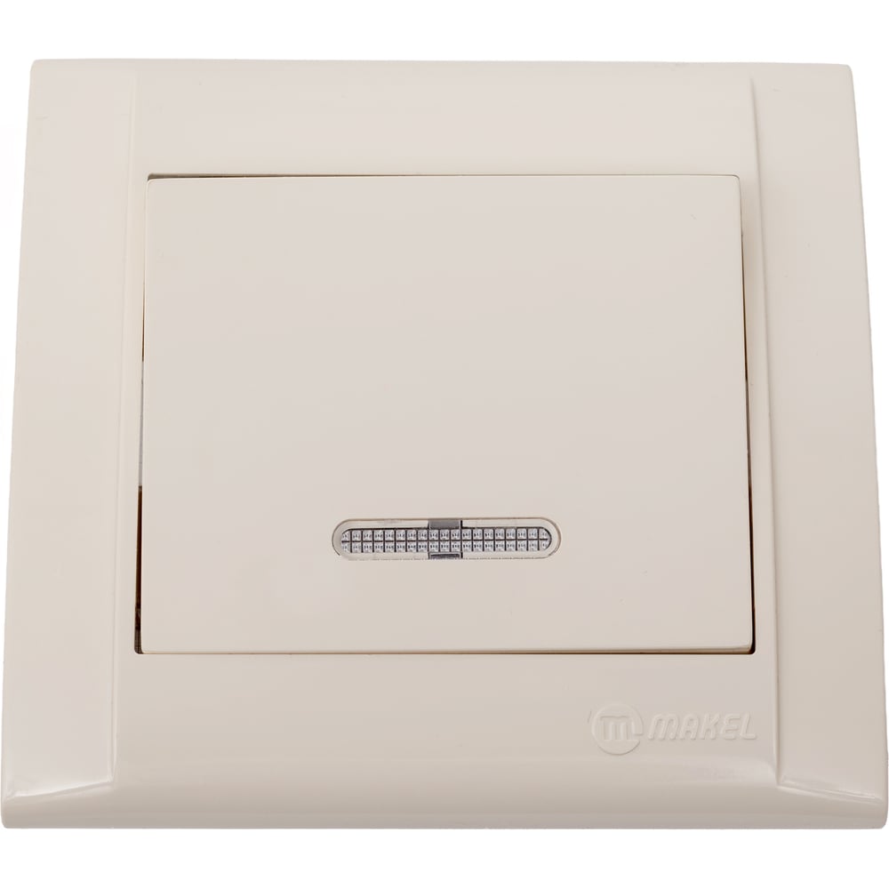 Изображение товара Выключатель 1-клавишный MAKEL СП Defne с подсветкой кремовый
