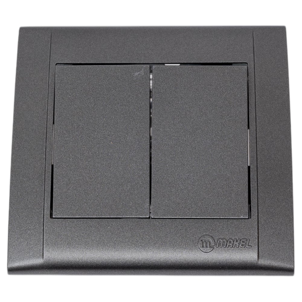 Изображение товара Выключатель 2-клавишный MAKEL СП Defne 10А IP20 дымчатый металлик