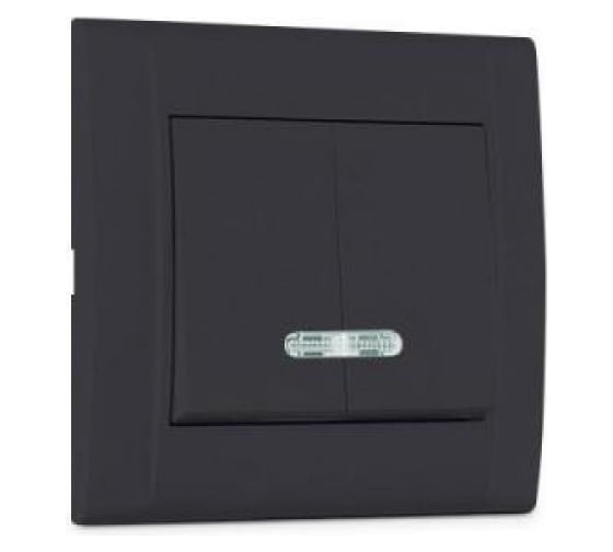 Изображение товара Выключатель 2-клавишный MAKEL СП Defne 10А, IP20, дымчатый металлик, с подсветкой 42050023