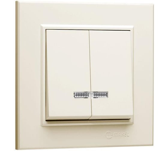 Изображение товара Выключатель 2-клавишный MAKEL СП Karea 10А, IP20, с подсветкой, кремовый 56010023