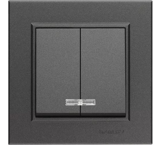 Изображение товара Выключатель 2-клавишный MAKEL СП Karea 10А, IP20, дымчатый металлик, с подсветкой 56050023